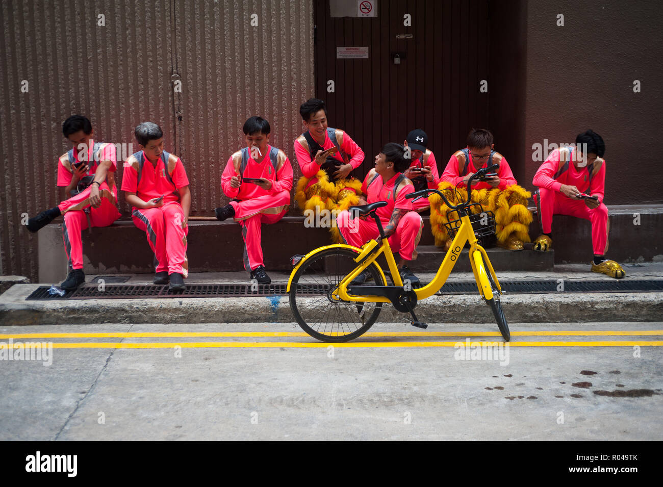 République de Singapour, le groupe de danse du Lion Banque D'Images