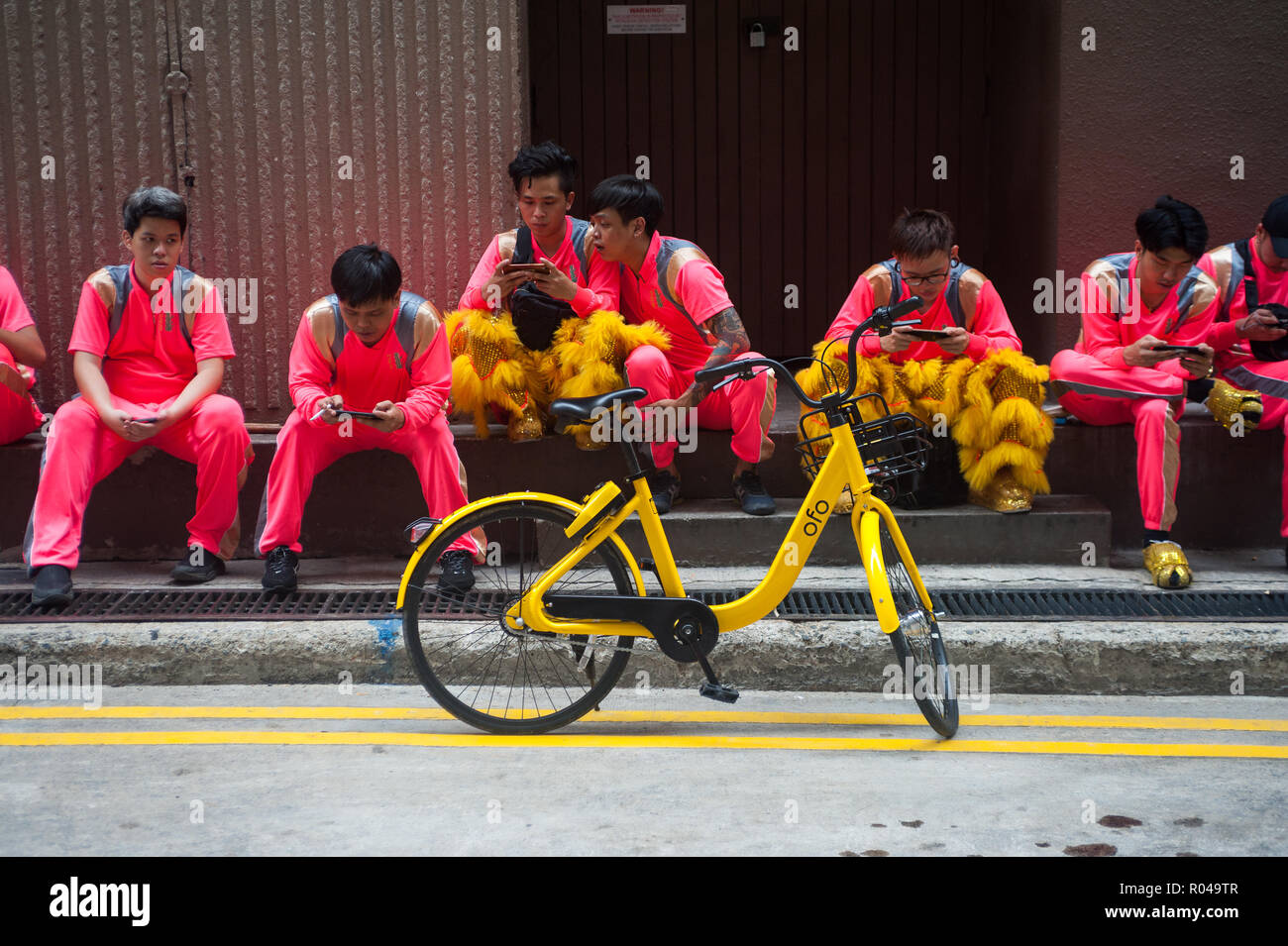 République de Singapour, le groupe de danse du Lion Banque D'Images