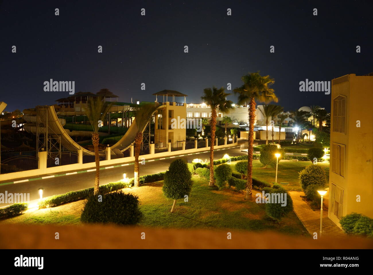 Hôtel all inclusive à Hurghada Egypte vue sur parc aquatique Banque D'Images