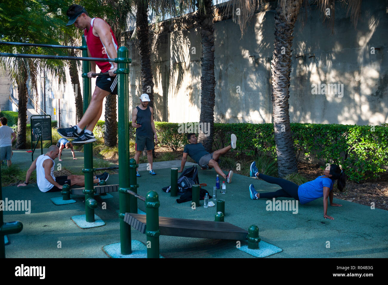 Sydney, Australie, la formation à l'Observatoire Hill de sport en plein air Banque D'Images