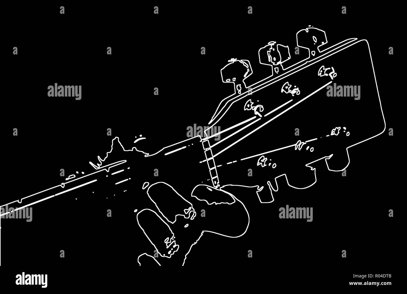 Un manche de guitare avec un accord d'être tracassés. Banque D'Images