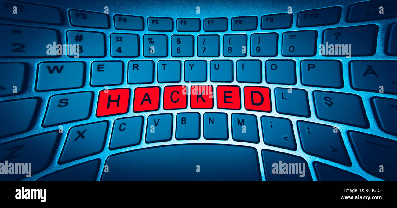 Arrière-plan de clavier clé piratée rouge Banque D'Images