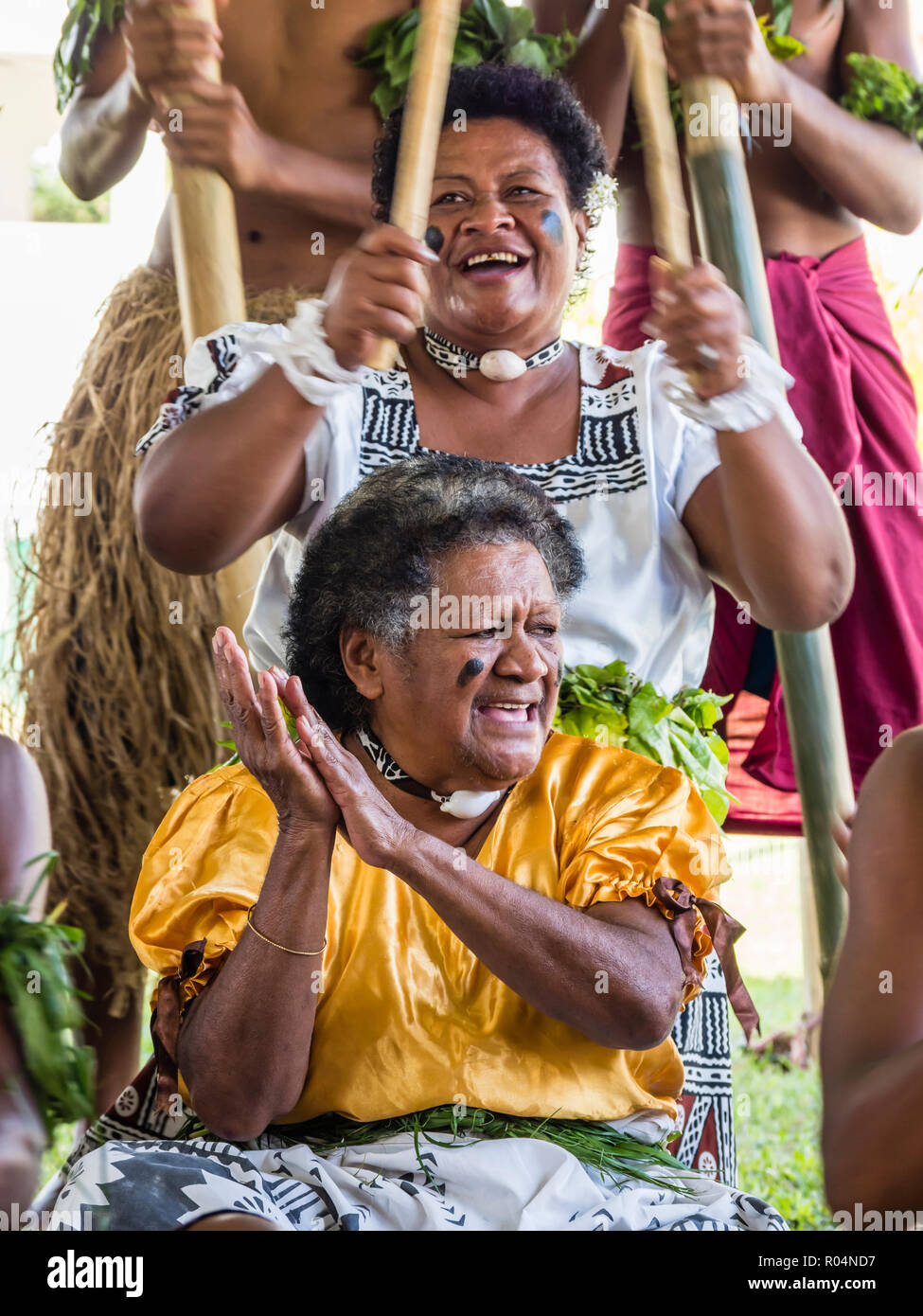 Une cérémonie de kava de la population du village de Sabeto, Viti Levu, Fidji, Îles du Pacifique Sud, du Pacifique Banque D'Images