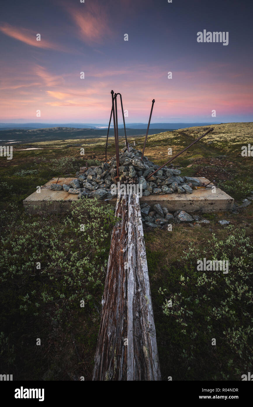 A détruit des bâtiments de l'ancienne région des mines de cuivre dans Nordgruvefeltet a appelé au milieu de la Norvège. Banque D'Images