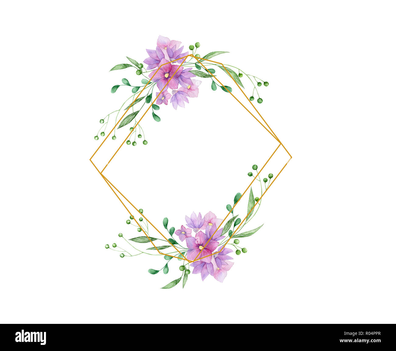 Invitation De Mariage Carte D Olive Inviter Floral Floral Et Geometrique Fleurs Rose Cadre Dore Imprimer Fond Blanc Photo Stock Alamy