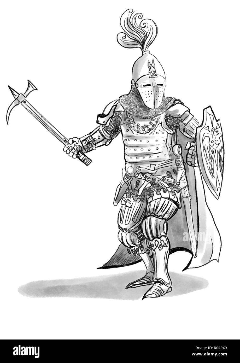 illustration chevalier médiéval Banque D'Images