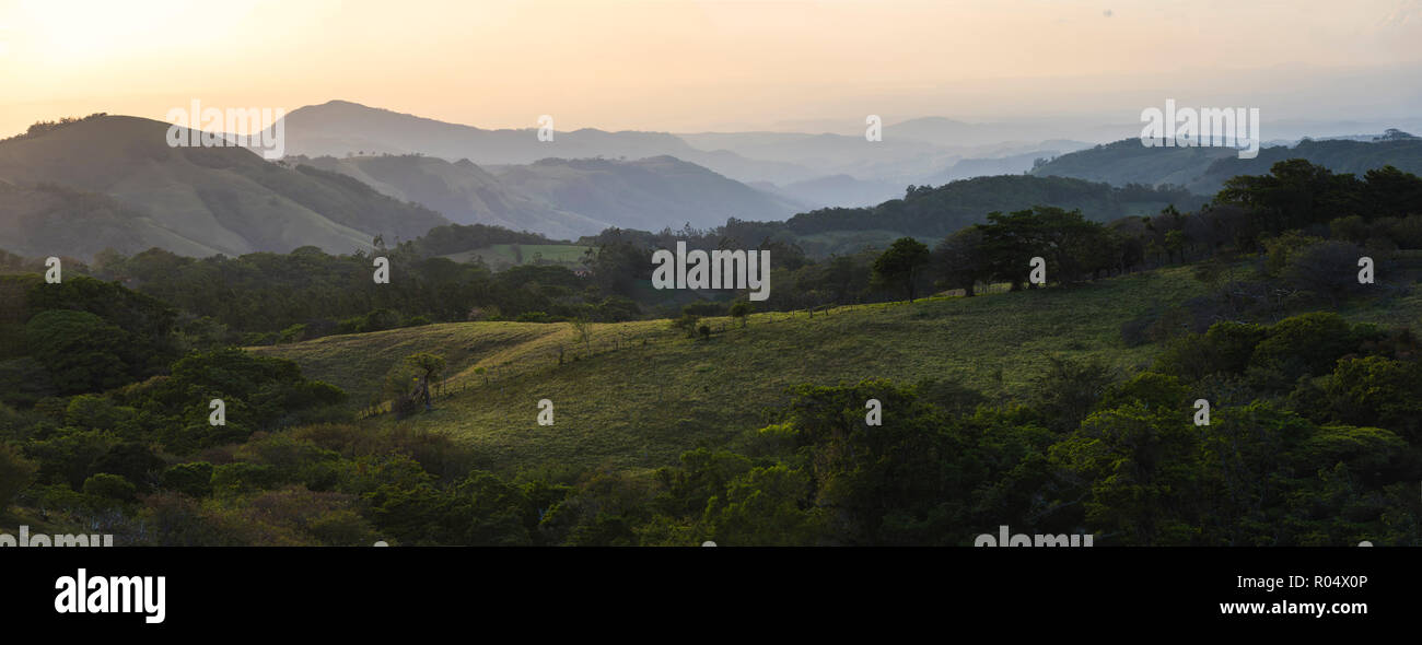 La réserve de la Forêt Nuageuse de Monteverde au coucher du soleil, Puntarenas, Costa Rica, Amérique Centrale Banque D'Images