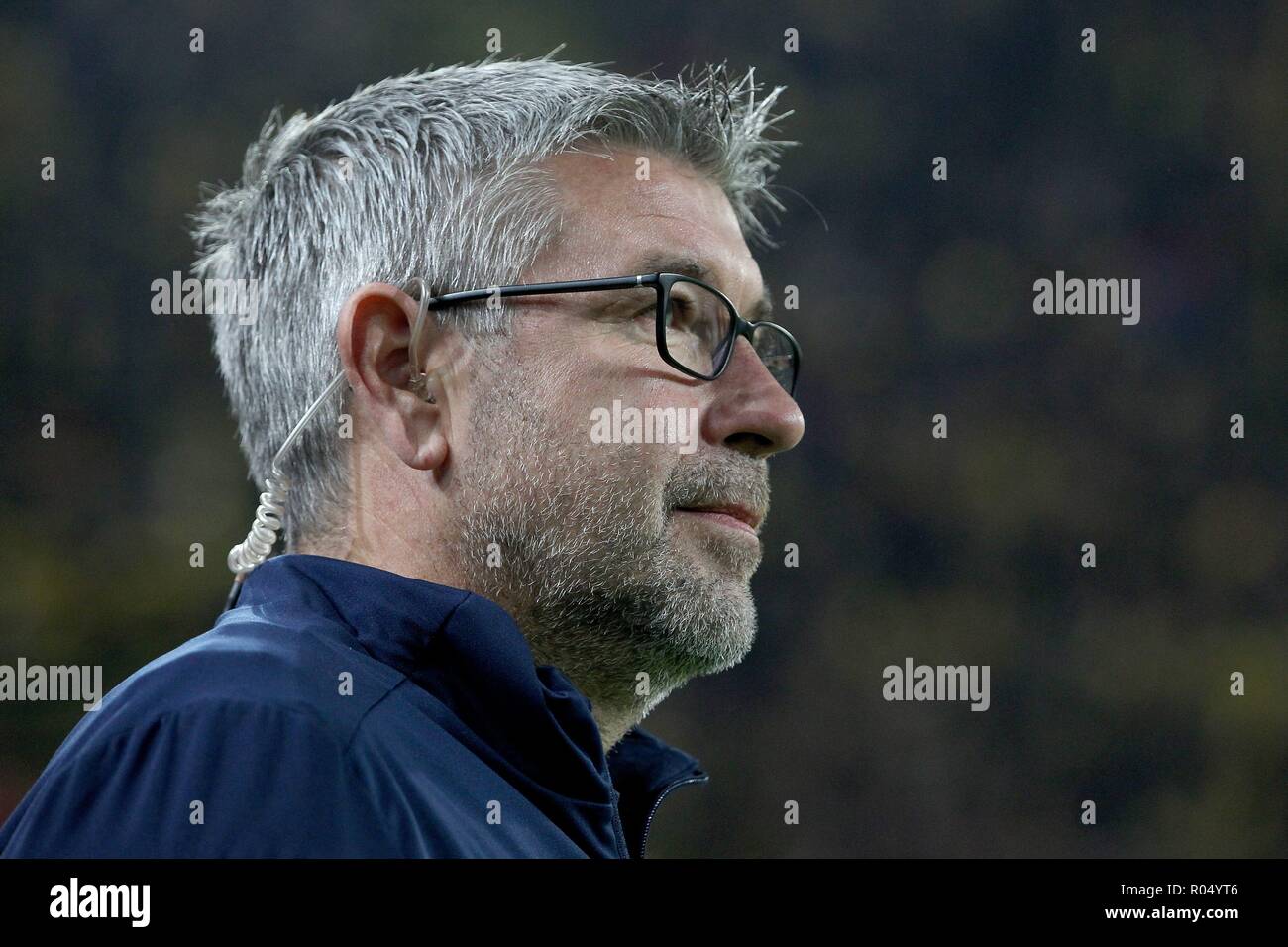 Firo : 31.10.2018, football, DFB, saison 2018/2019, BVB, Borussia Dortmund - Union Berlin, Urs Fischer, coach, Union Berlin, portrait, les expressions du visage, dans le monde d'utilisation | Banque D'Images