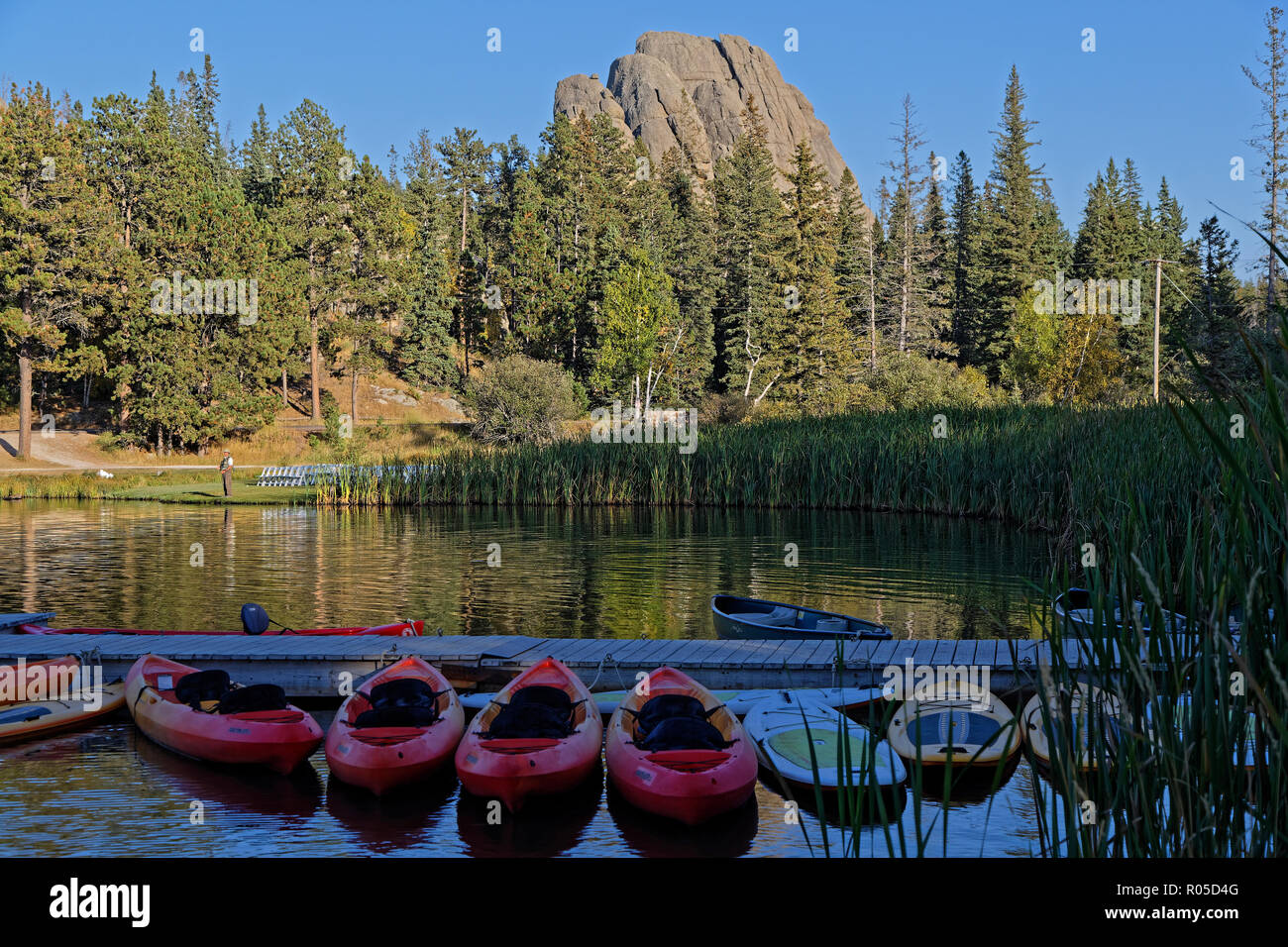CUSTER, DAKOTA DU SUD, le 16 septembre 2018 : Le Lac Sylvan rivage dans Custer State Park, le Dakota du Sud Banque D'Images