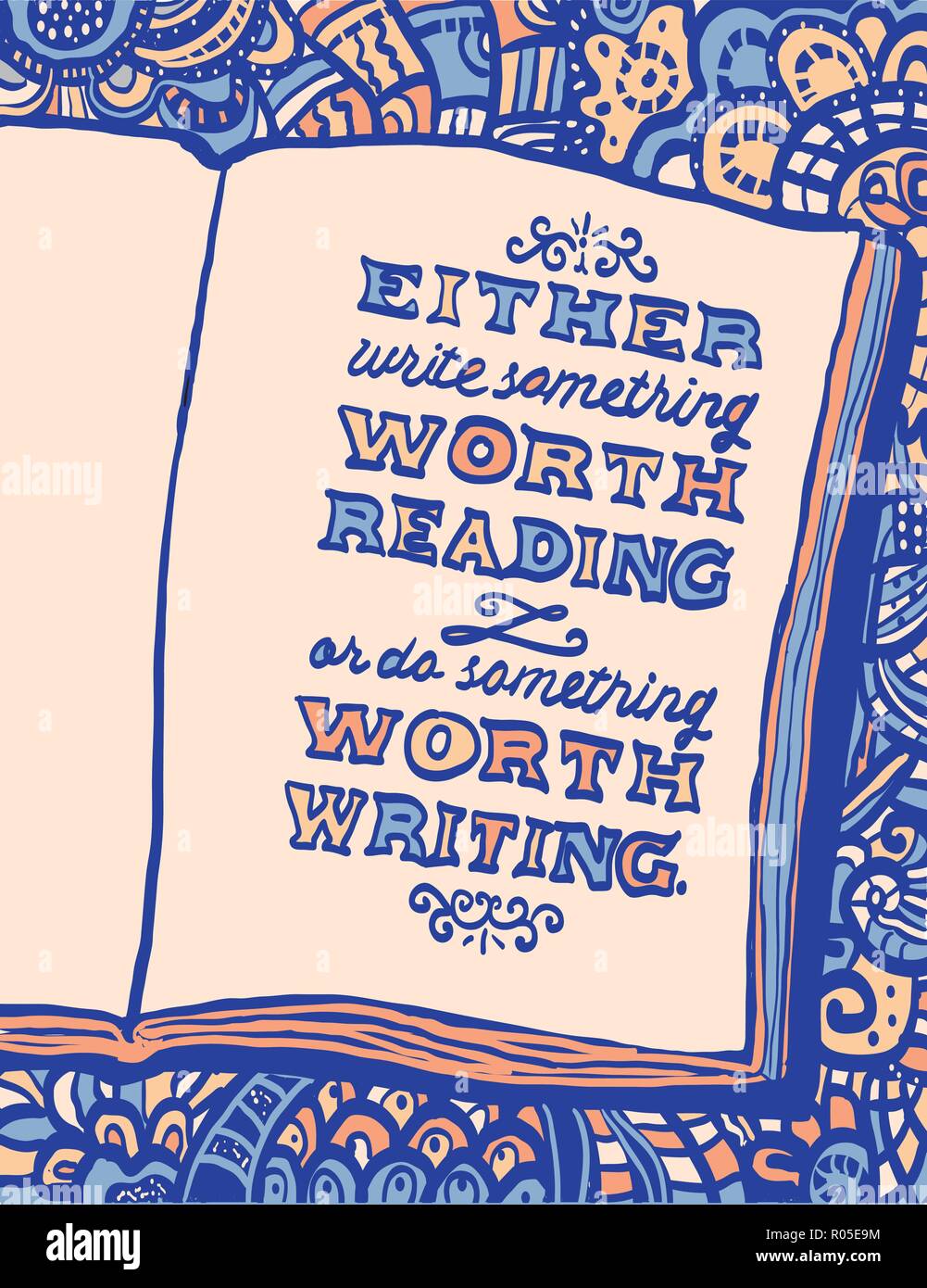 Illustration Avec Ordinateur Portable Et La Citation De Benjamin Franklin Soit Ecrire Quelque Chose En Valeur La Lecture Ou Faire Quelque Chose Qui Vaut La Peine D Ecriture Doodle Arriere Plan Col Image Vectorielle