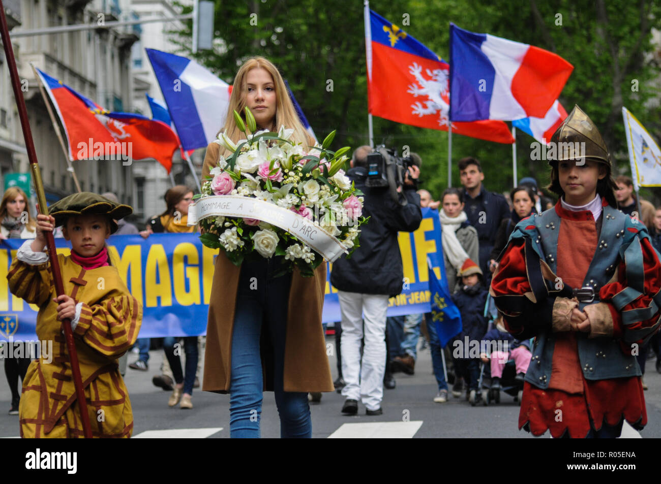 Hommage à Jeanne d'Arc le 1er mai, Lyon, France Banque D'Images
