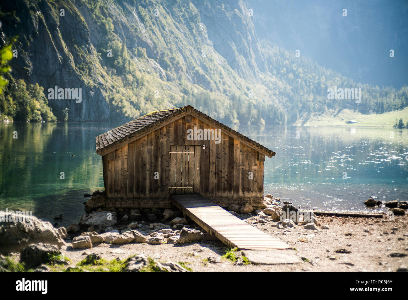 Obersee, le parc national de Berchtesgaden, Allemagne, Europe. Banque D'Images