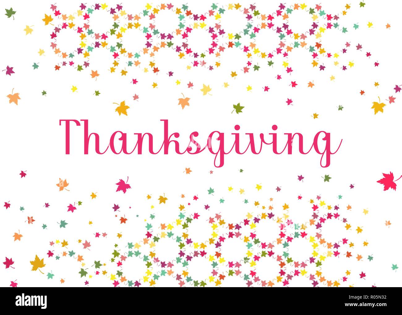 Les vacances de Thanksgiving vecteur carte de souhaits avec salutations. contexte joyeux thanksgiving day voeux modèle avec feuilles colorées Illustration de Vecteur