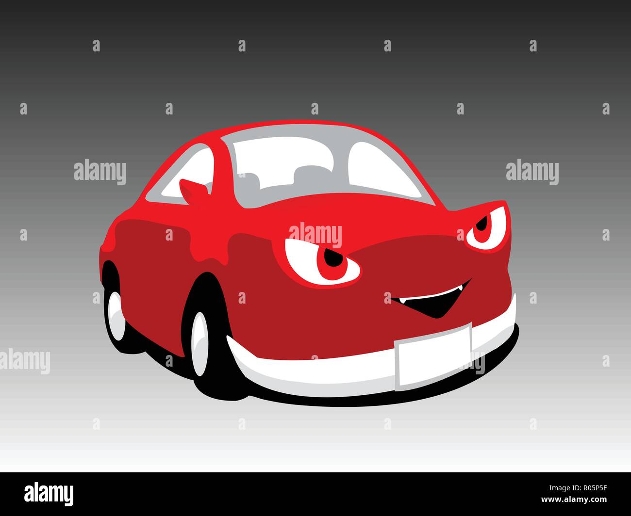 Devil monster voiture rouge cartoon cute . Vector illustration Illustration de Vecteur