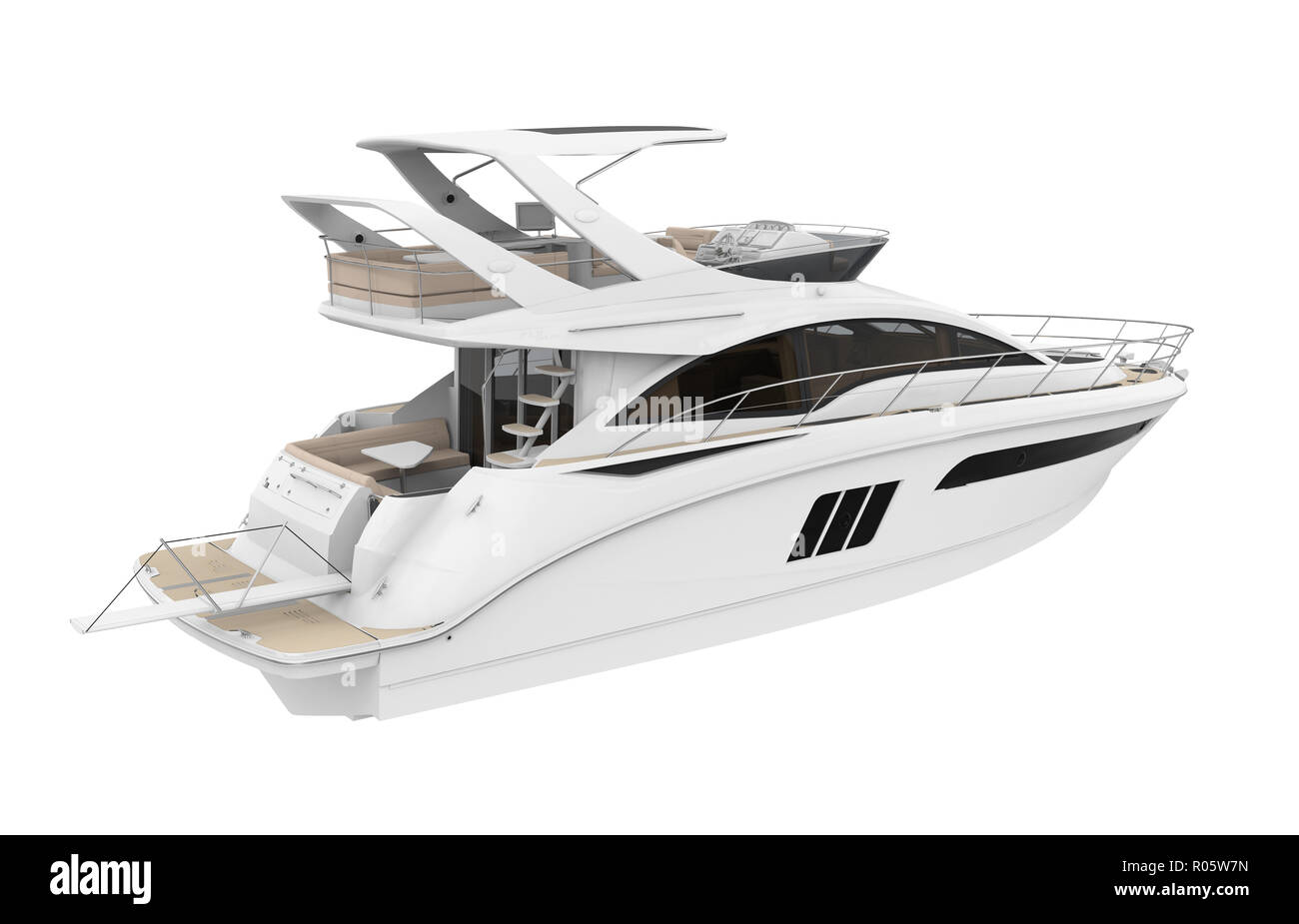Yacht de plaisance blanc isolé Banque D'Images