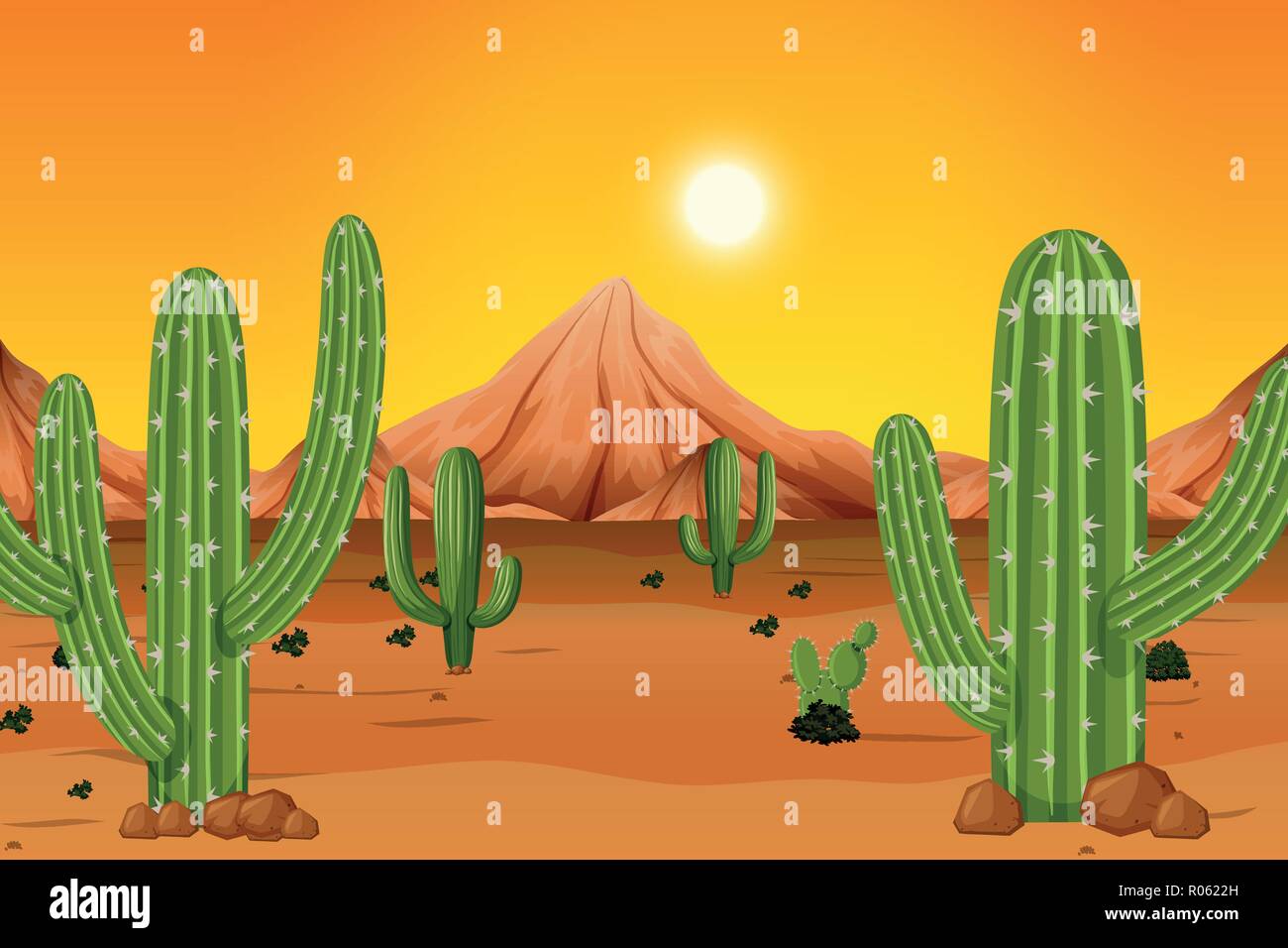 un desert brulant illustration d arriere plan image vectorielle stock alamy