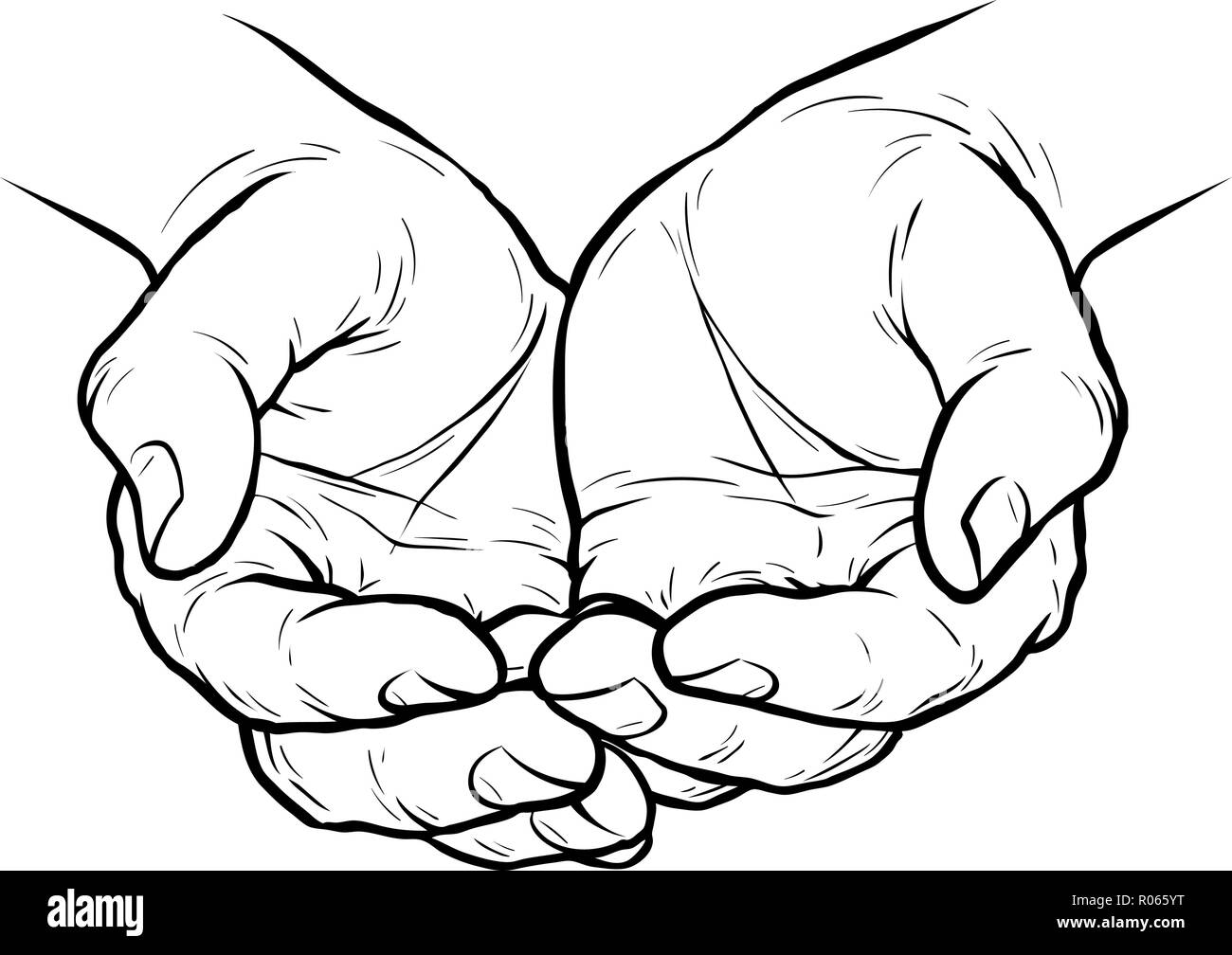 Creux des mains, bras croisés croquis. Vintage vector illustration Illustration de Vecteur