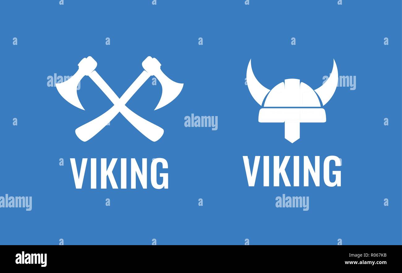 Télévision Viking icon set. Vector Illustration de guerriers scandinave médiévale. Axes croisés et un casque de Viking. Illustration de Vecteur