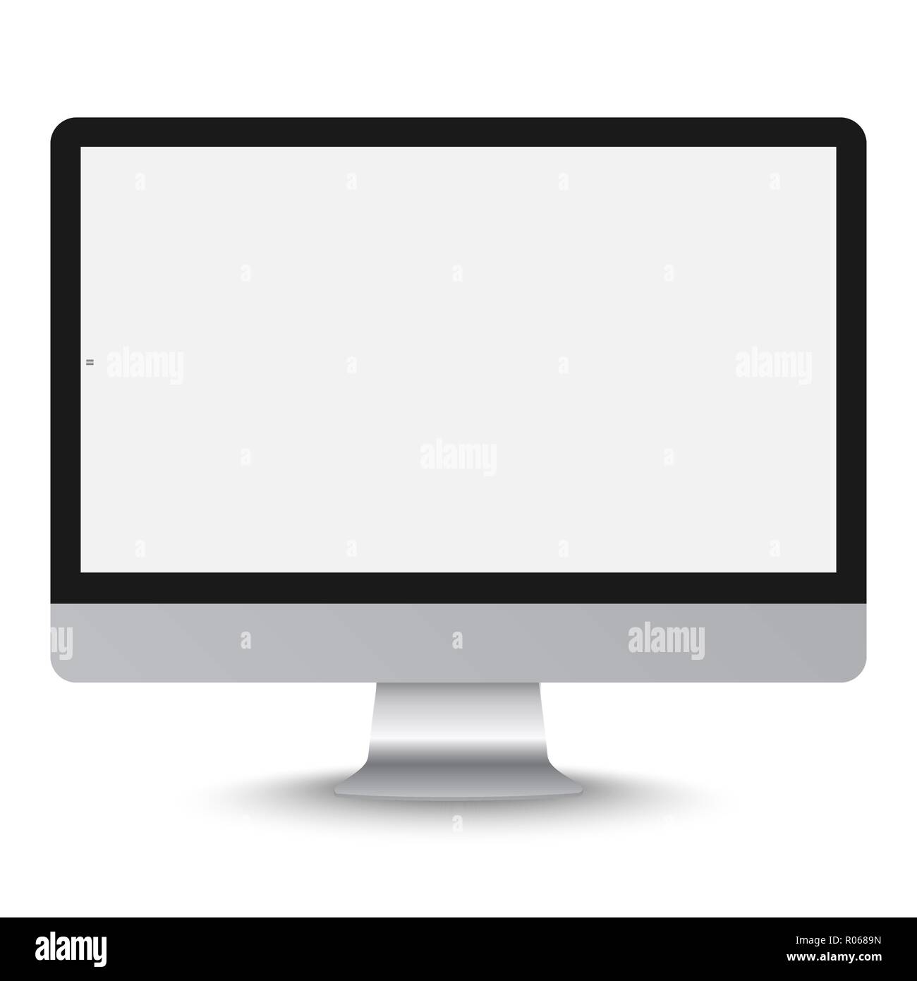 Châssis monobloc réaliste d'un moniteur avec écran blanc isolé. Illustration de Vecteur