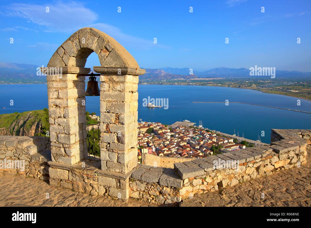 Le Clocher au château de Palamidi, Nauplie, l'Argolide, le Péloponnèse, Grèce, Europe Banque D'Images