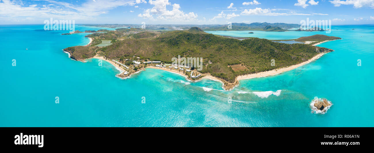 Vue panoramique de la Baie des tortues imbriquées et Landing Bay, Antigua, Antigua et Barbuda, Iles sous le vent, Antilles, Caraïbes, Amérique Centrale Banque D'Images