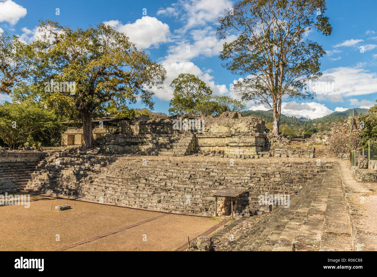 22 Temple au Tribunal dans les ruines de Copan, UNESCO World Heritage Site, Copan, Honduras, Amérique Centrale Banque D'Images