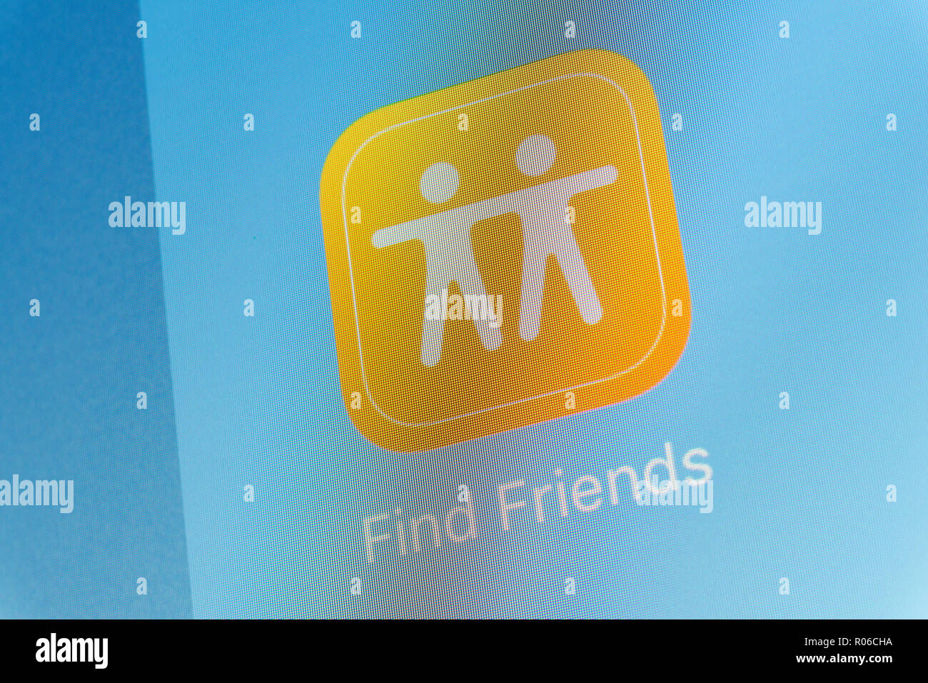 Trouver des amis Apple App sur l'écran du téléphone cellulaire Banque D'Images