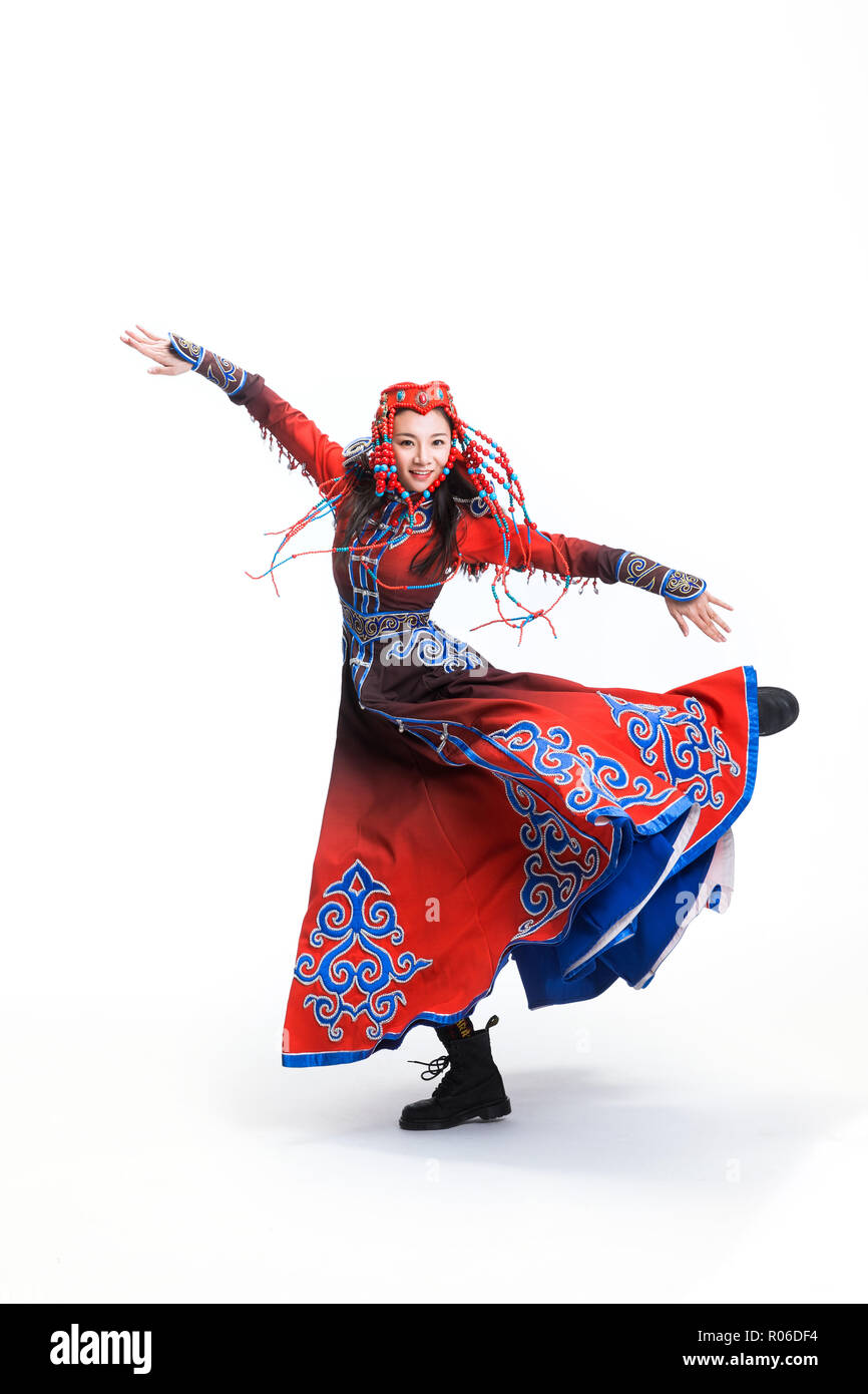 Les femmes dans les costumes de Mongolie Banque D'Images