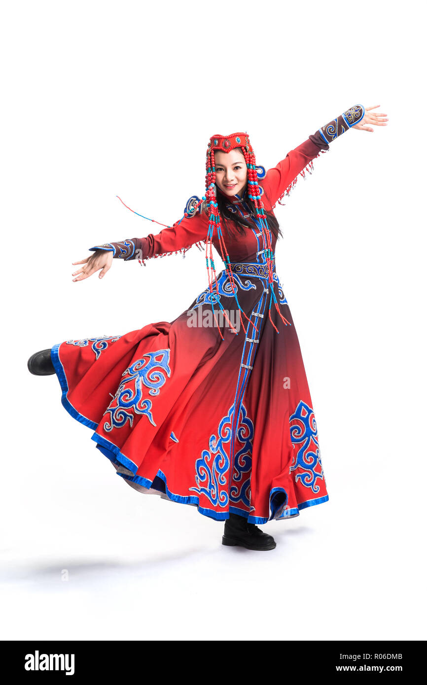 Les femmes dans les costumes de Mongolie Banque D'Images