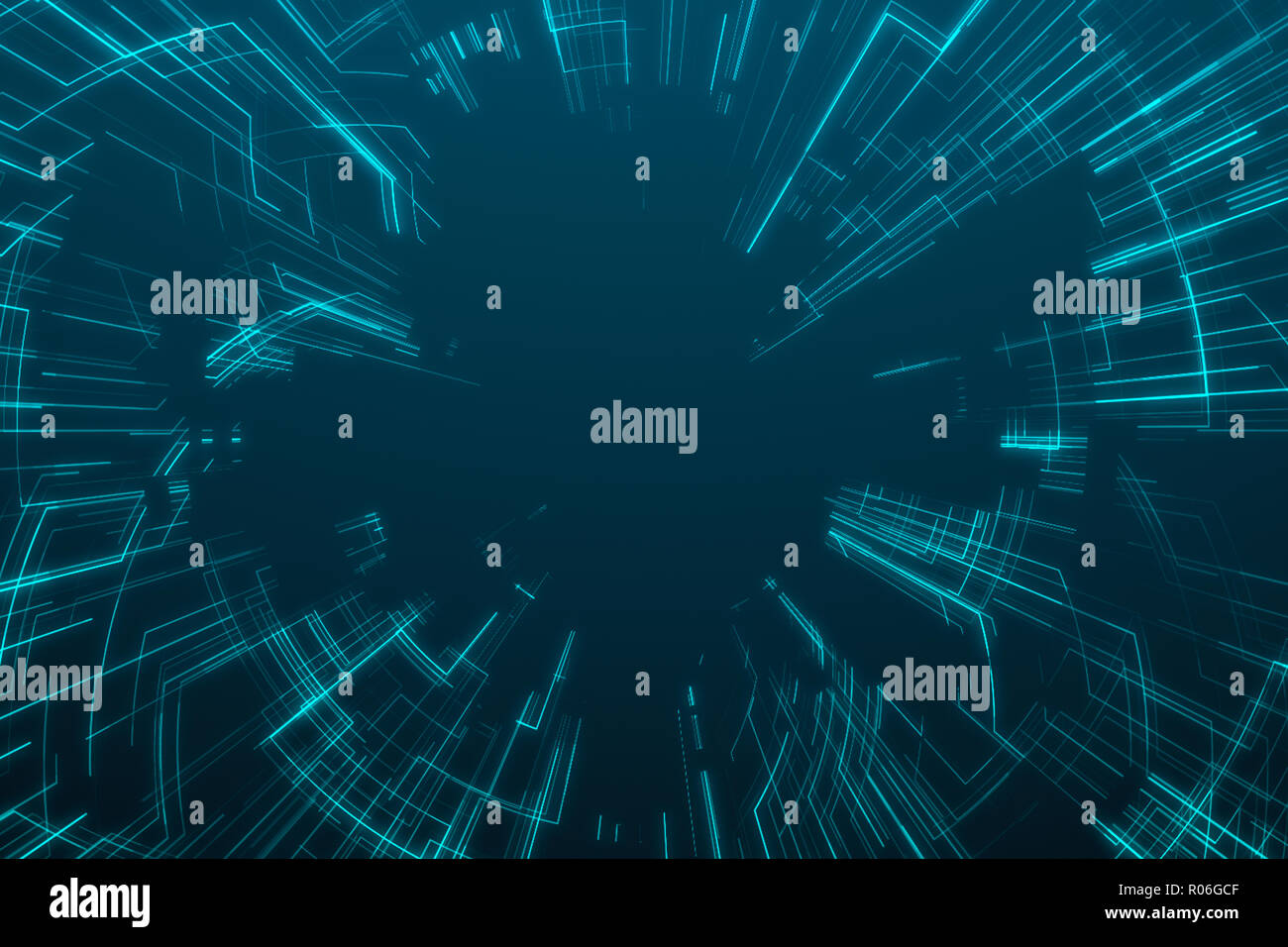 Blue émane et l'arrière-plan tech Banque D'Images