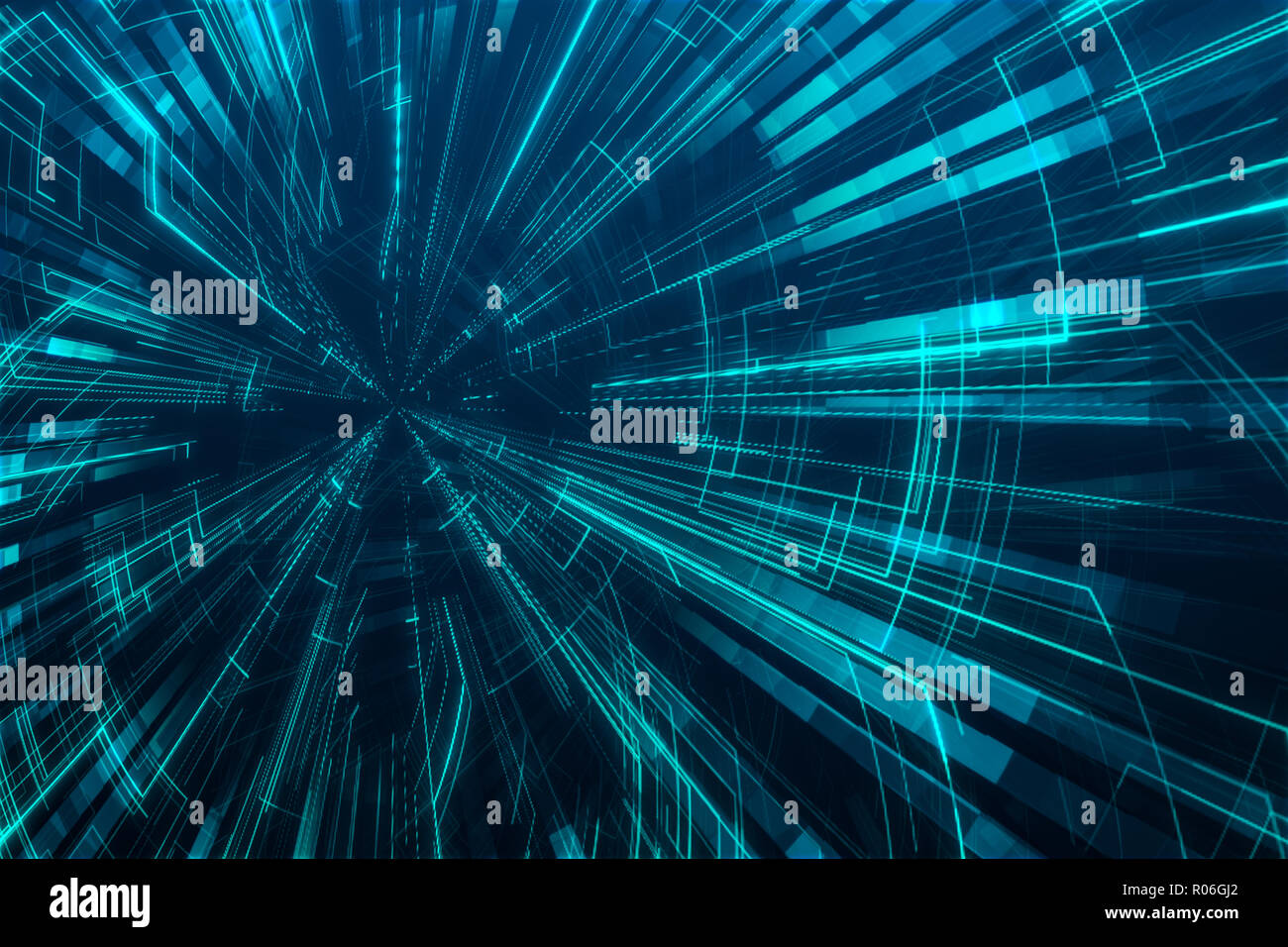 Blue émane et l'arrière-plan tech Banque D'Images
