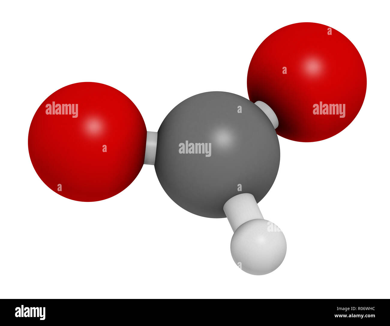 L'anion formiate, structure chimique. Le rendu 3D. Les atomes sont représentés comme des sphères classiques avec codage couleur : gris (carbone), l'hydrogène (blanc), de l'oxy Banque D'Images