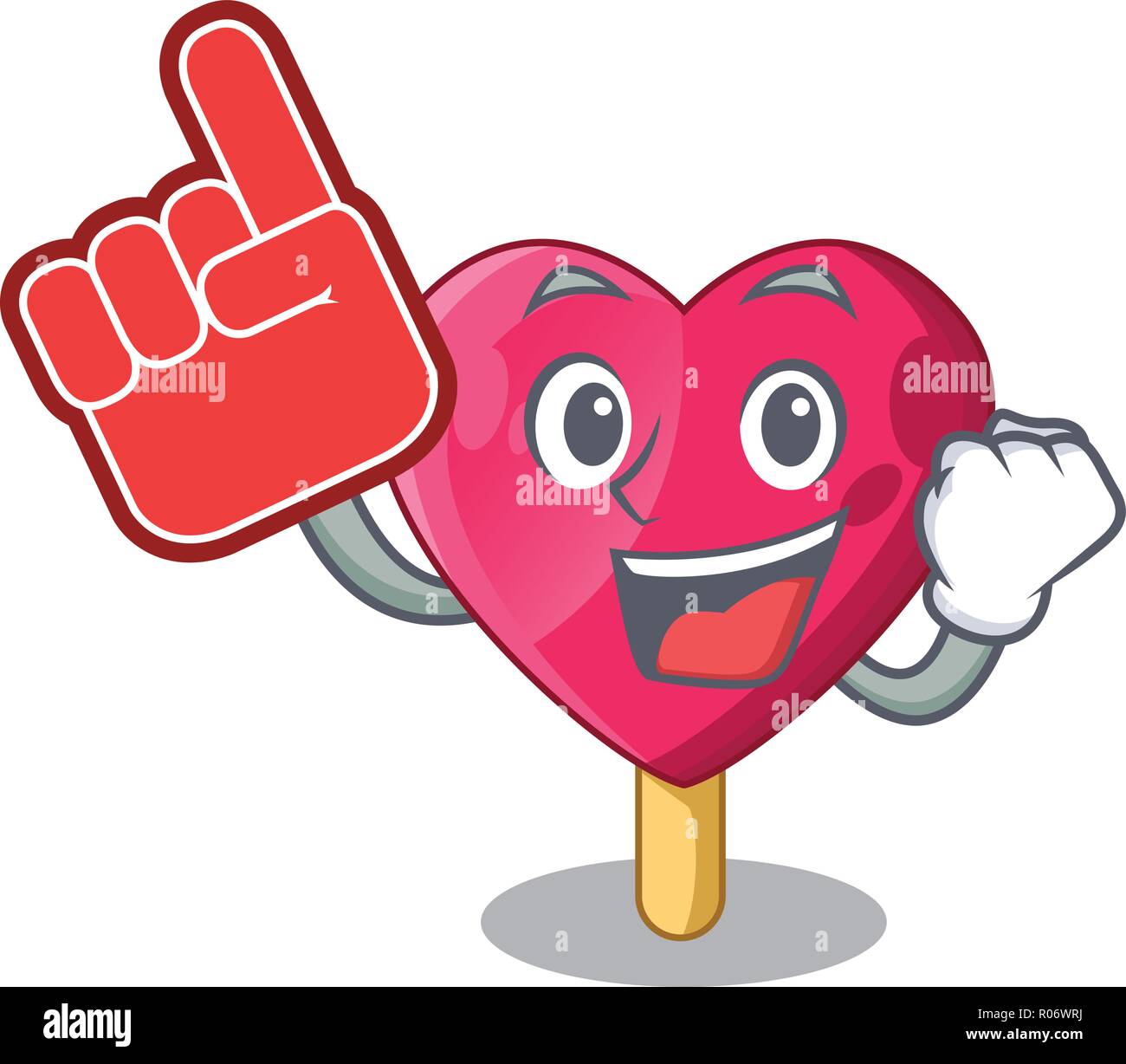 Le coeur en forme de doigt de mousse crème glace mascot Illustration de Vecteur