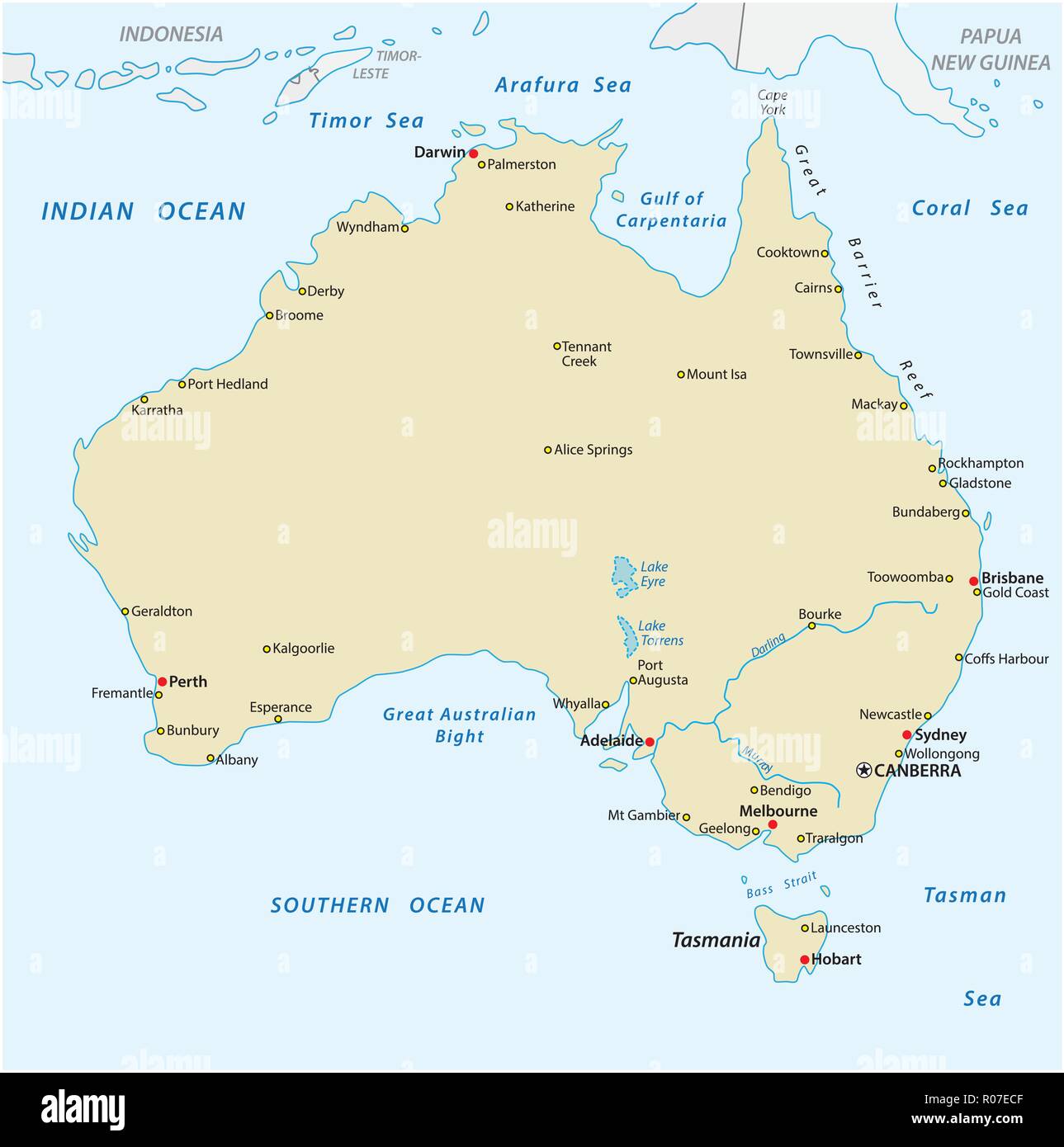 Une simple carte de vecteur de l'Australie. Illustration de Vecteur