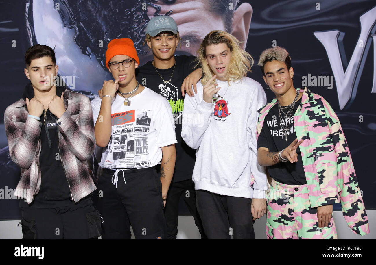 Assister à des célébrités e première mondiale de "VENOM" au Regency Village Theatre. Comprend : PrettyMuch Où : Westwood, California, United States Quand : 01 Oct 2018 Crédit : Brian à/WENN.com Banque D'Images