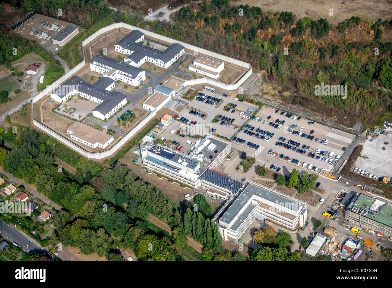 Landschaftsverband Westfalen-Lippe, Luftaufnahhme, criminalistique, Prison des délinquants malades mentaux, d'asile fermé, Pluton business park, RAG Ruhranalytik Banque D'Images