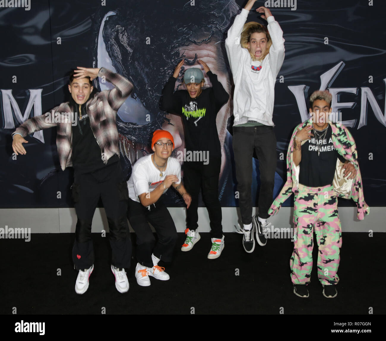 Assister à des célébrités e première mondiale de "VENOM" au Regency Village Theatre. Comprend : PrettyMuch Où : Westwood, California, United States Quand : 01 Oct 2018 Crédit : Brian à/WENN.com Banque D'Images