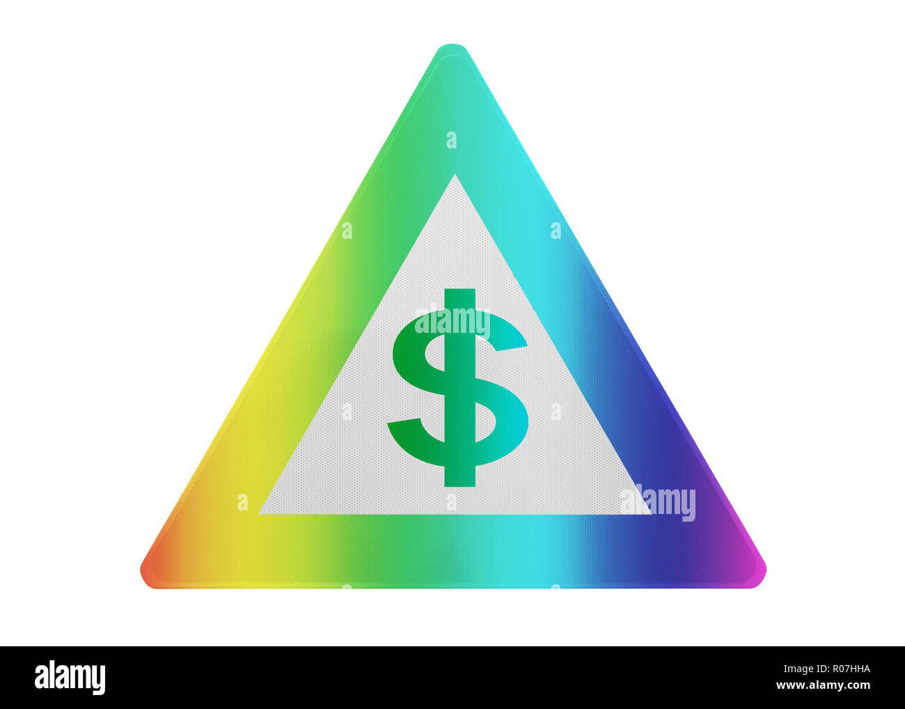 Panneau de circulation isolés - signe Dollar - couleur arc-en-ciel Banque D'Images