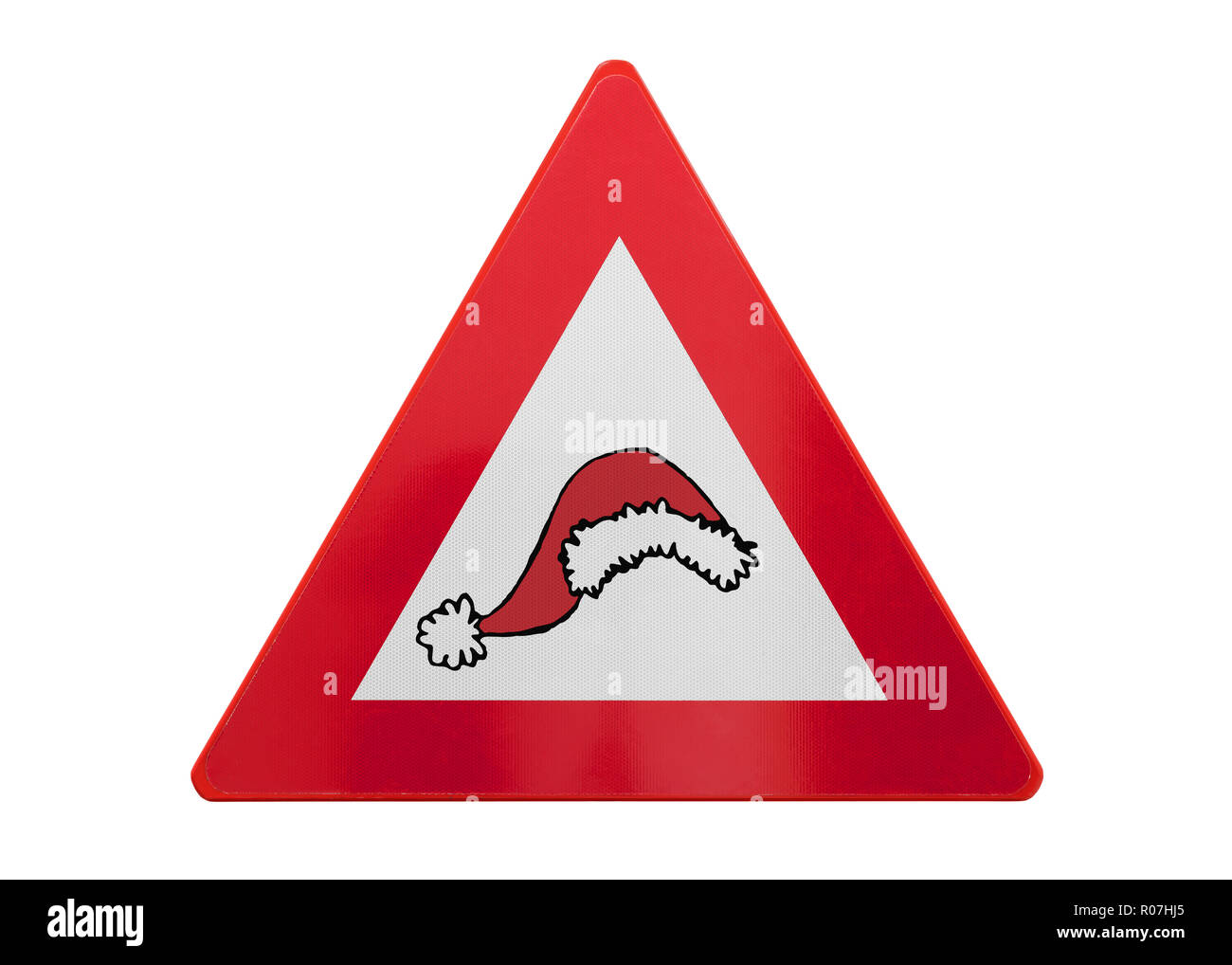 Panneau de circulation isolés - Santa's hat - On white Banque D'Images