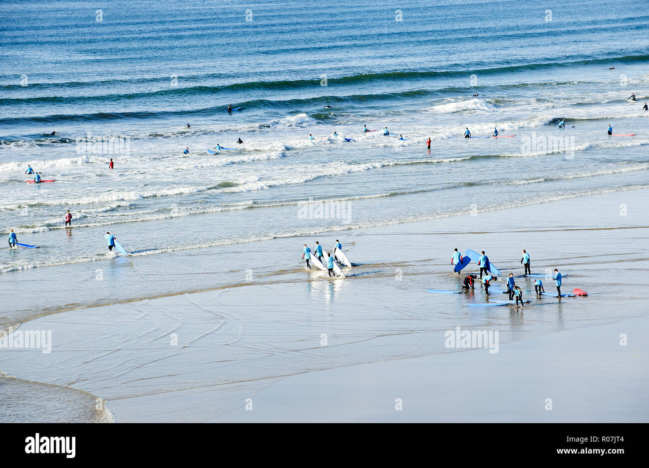 Magnifique plage de sable,Tullan Strand, qui attire les surfeurs de toute l'Irlande et l'Europe Banque D'Images