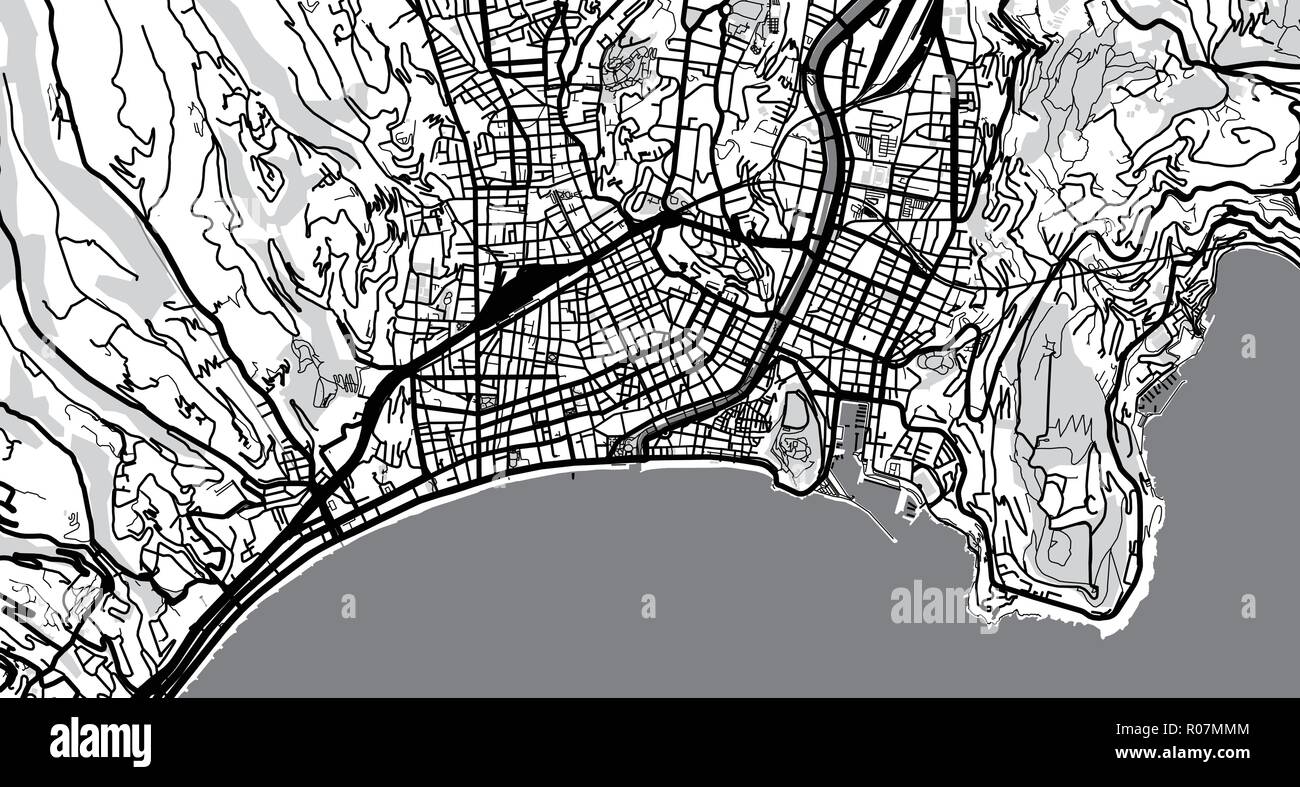 Vecteur urbain plan de la ville de Nice, France Illustration de Vecteur