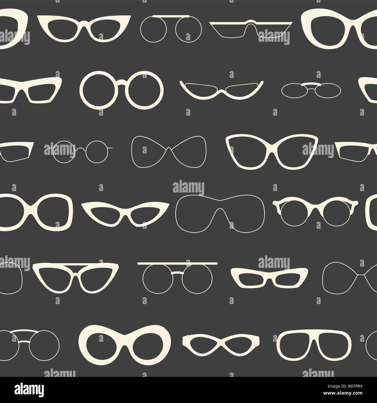 Modèle linéaire sans lunettes, lunettes à la mode divers fond répétitif Illustration de Vecteur