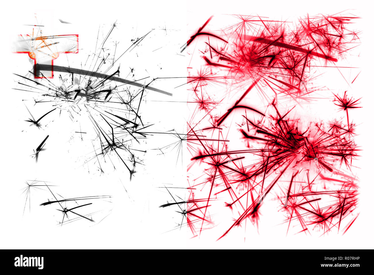 D'artifice Malte drapeau mousseux. Nouvelle année 2019 et fête de Noël concept Banque D'Images