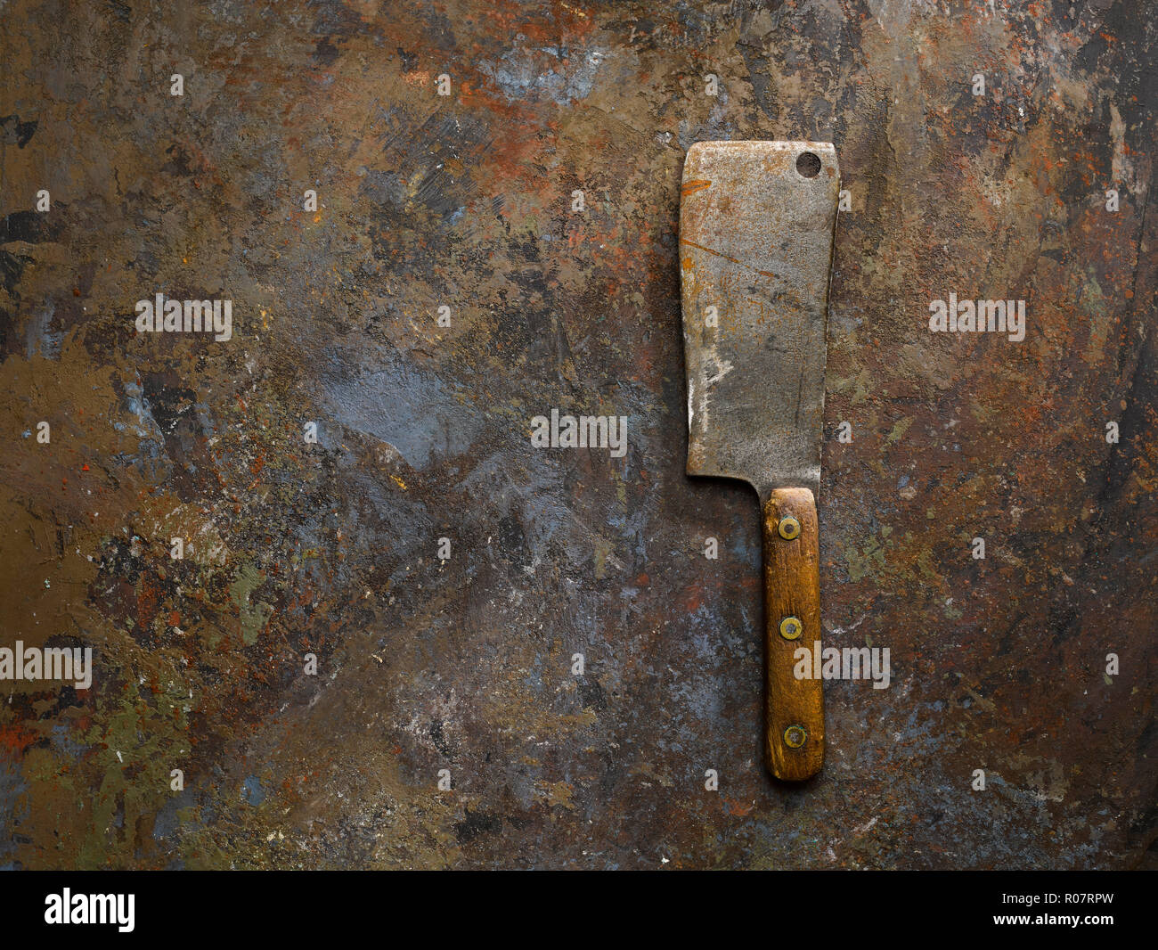 Technique d'hyperfocale sur de vieux couteaux de cuisine Banque D'Images