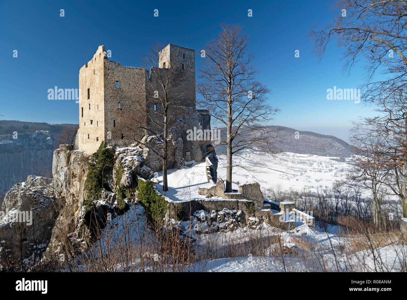 Reußenstein la ruine en le Jura souabe, en Allemagne du Sud Banque D'Images