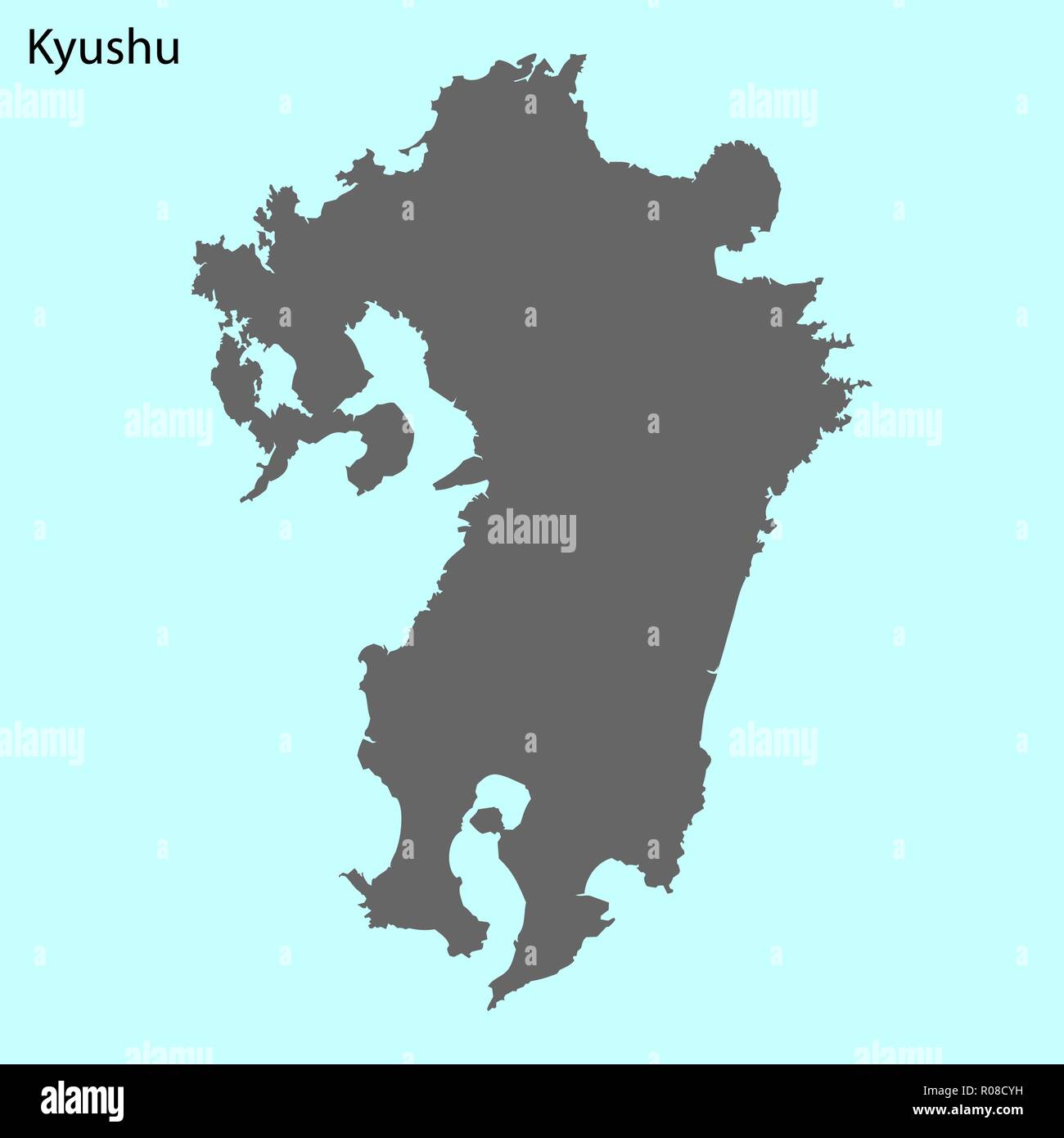 Carte de haute qualité est l'île de Kyushu au Japon Illustration de Vecteur