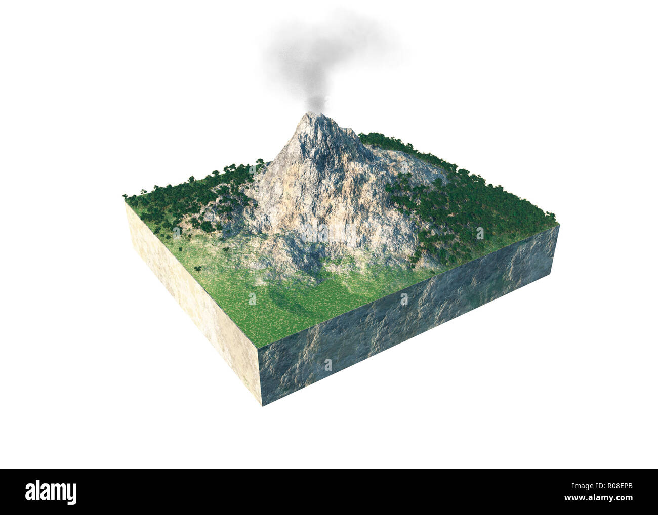 Illustration numérique de pièces d'un volcan Banque D'Images