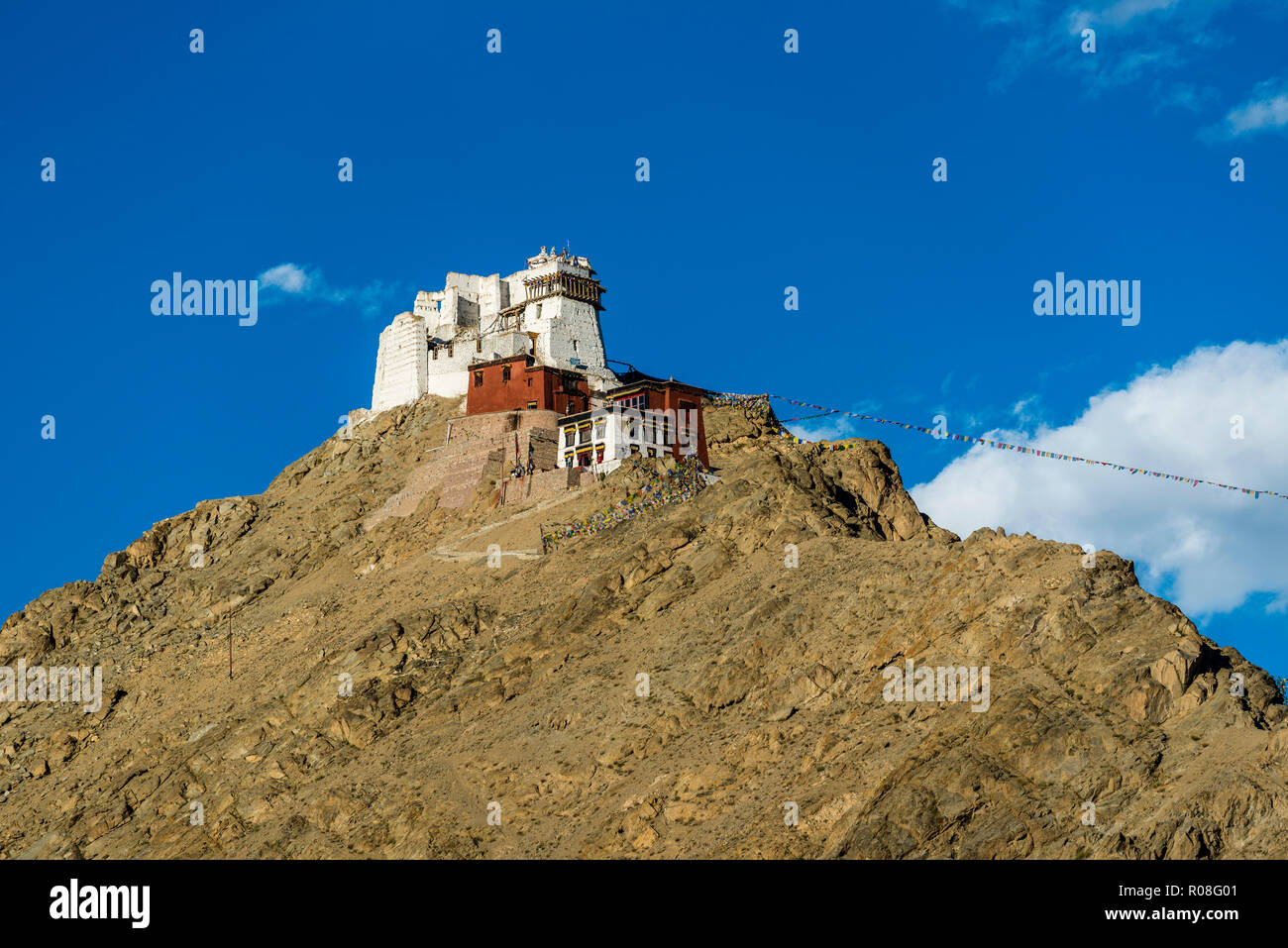 Namgyal Tsemo Gompa, fondée 1430 par le roi Tashi Namgyal, a une haute de trois étages, idole de l'or et du Bouddha Maitréya est situé sur une colline au-dessus de Leh, le c Banque D'Images