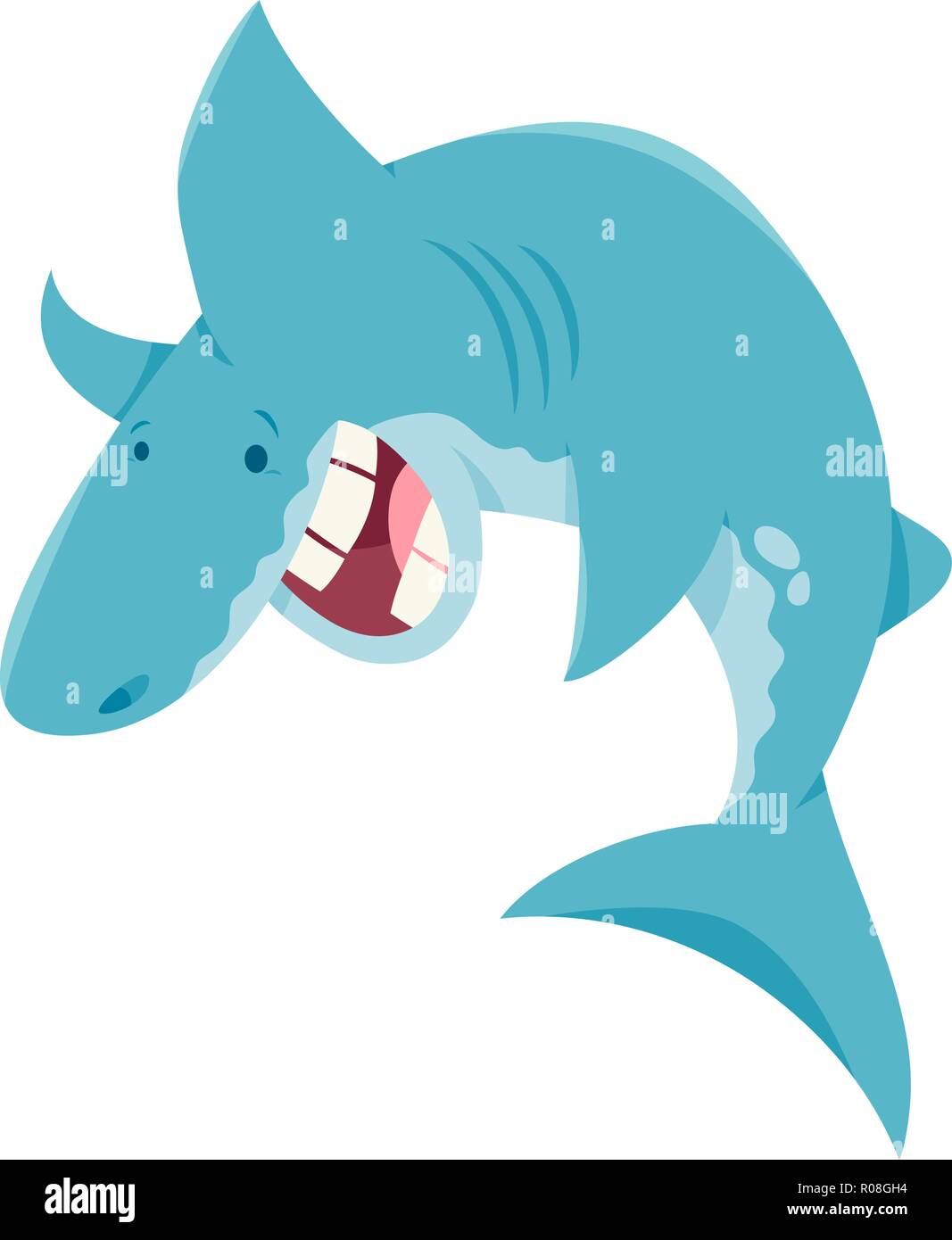 Cartoon Illustration de poisson requin mer drôle personnage animal Illustration de Vecteur