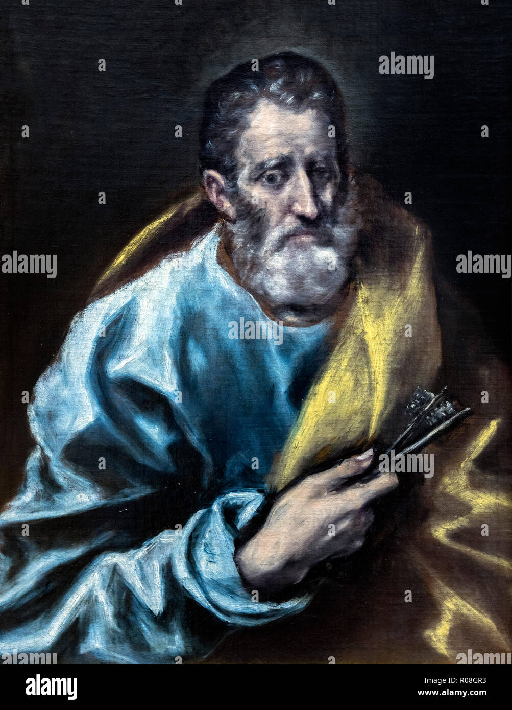L'Apôtre saint Pierre par l'atelier d'El Greco, Domenikos Theotokopoulos (1541-1614), huile sur toile, c.1608-14 Banque D'Images